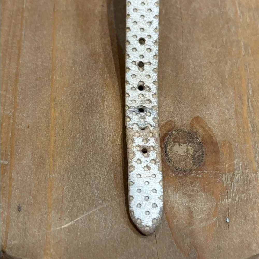 Anne Klein Watch Womens Gold Leather Band Polka Dot